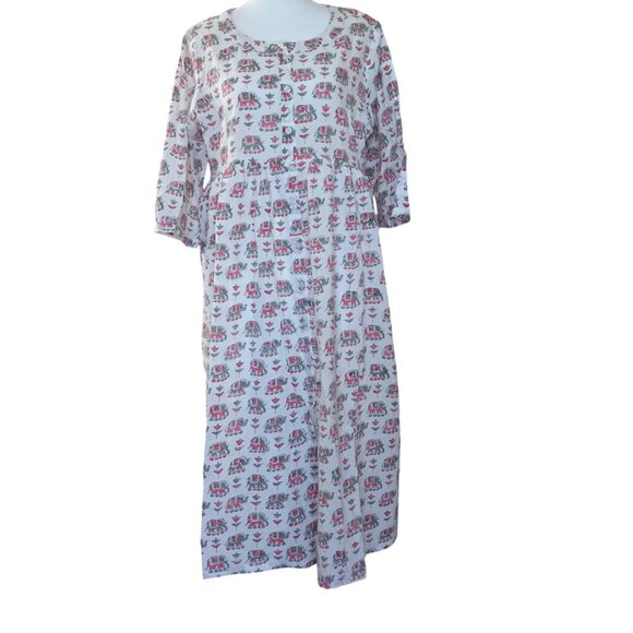 Pinkshink cotton elephant print Indian/Pakistani kurta with pants size XL - Picture 1 of 9